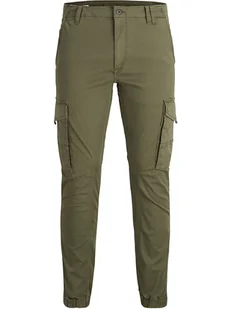 Jack & Jones Bojówki "Paul" w kolorze oliwkowym - Spodnie męskie - miniaturka - grafika 1