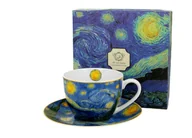 Filiżanki - Filiżanka do kawy i herbaty porcelanowa ze spodkiem DUO Starry Night Vincent Van Gogh 270 ml - miniaturka - grafika 1