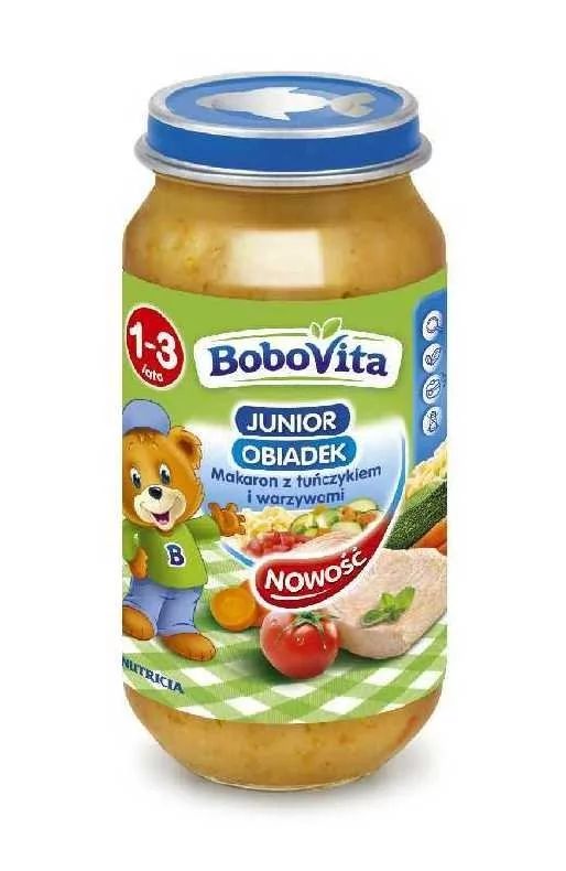 Bobovita BOBOVITA JUNIOR OBIADEK MAKARON Z TUŃCZYKIEM I WARZYWAMI 1-3 LATA 250G 33136193