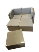 Meble ogrodowe - Zestaw mebli balkonowych szary technorattan - miniaturka - grafika 1