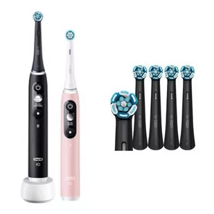 Oral-B iO 6 (2 sztuki) + Końcówka szczoteczki Oral-B iO Ultimate Clean Czarny (4 szt.) Zestaw - Szczoteczki elektryczne - miniaturka - grafika 1