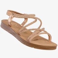 Sandały damskie - Sandały Damskie Buty Eleganckie Błyszczące Na Lato Złote Filippo DS6884/25GO 40 Złoty - miniaturka - grafika 1