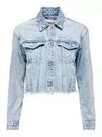 Kurtki damskie - Bestseller A/S Damska kurtka ONLEMILY LS Crop Jacket DNM MAE, Light Blue Denim, XS, jasnoniebieski (light blue denim) - miniaturka - grafika 1