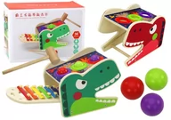 Zabawki interaktywne dla dzieci - Dinozaur Wbijak Cymbałki 2w1 Drewniany Czerwony - miniaturka - grafika 1
