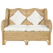 Sofy ogrodowe - vidaXL Sofa 2-osobowa naturalny rattan i len 325466 - miniaturka - grafika 1