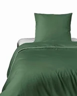 Pościel - Detexpol Pościel satynowa 140x200 zielona z lamówką z jedną poszewką 70x80 Mako Satin 62 - miniaturka - grafika 1