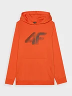 Bluzy sportowe męskie - Męska bluza dresowa nierozpinana z kapturem 4F 4FWMM00TSWSM1766 - czerwona - miniaturka - grafika 1