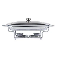 Naczynia żaroodporne - Naczynie Ferro z podgrzewaczem 35 x 21 cm 2 l prostokątne srebrny - miniaturka - grafika 1