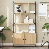 Półki do salonu - vidaXL Biblioteczka z drzwiczkami, dąb sonoma, 76,5x30x154,5 cm - miniaturka - grafika 1
