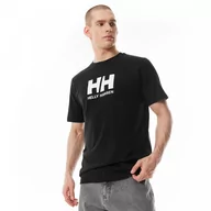 Koszulki sportowe męskie - Męski t-shirt z nadrukiem Helly Hansen HH Logo T-Shirt - czarny - HELLY HANSEN - miniaturka - grafika 1