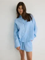 Spodenki damskie - Reserved - Szorty z bawełnianego muślinu - jasnoniebieski - miniaturka - grafika 1