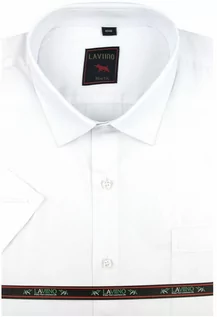 Koszule męskie - Laviino Koszula Męska Elegancka Wizytowa do garnituru gładka biała z krótkim rękawem w kroju SLIM FIT Laviino N461 Koszula N461 - grafika 1