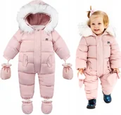 Kombinezony dla dzieci - Kombinezon Dziecięcy Zimowy Ocieplany Futro Kaptur - miniaturka - grafika 1