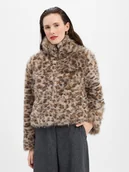 Kurtki damskie - Noisy May Damska kurtka ze sztucznego futra - NMJennifer Kobiety beżowy|brązowy wzorzysty, M - miniaturka - grafika 1
