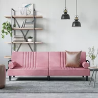 Sofy i kanapy - vidaXL Rozkładana kanapa z podłokietnikami, różowa, aksamitna - miniaturka - grafika 1