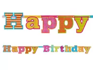 Dekoracje sali - Party Tino Girlanda Happy Birthday 16X166Cm, PARTY TINO - miniaturka - grafika 1