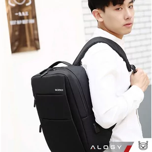Plecak torba na laptopa 15,6" duży wodoodporny z portem USB Unisex 44x34x13cm Alogy Backpack Czarny - Torby fotograficzne i futerały - miniaturka - grafika 12