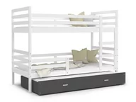 Łóżka dla dzieci i młodzieży - Łóżko piętrowe 200x90 białe szare JACEK 3-osobowe - miniaturka - grafika 1