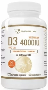 Progress Labs Progress Labs Witamina D3 4000 IU 120 kapsułek miękkich 1145818 - Witaminy i minerały - miniaturka - grafika 1