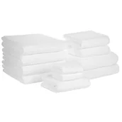 Ręczniki - Beliani Komplet 11 ręczników bawełniany biały ATAI - miniaturka - grafika 1