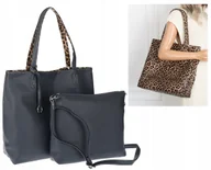 Torebki damskie - Torebka Damska dwustronna Shopper 2w1 listonoszka modna WHTS932 Granataowa - miniaturka - grafika 1
