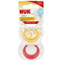 Nuk Smoczek uspokajający silikonowy 6-18m Star 10736726 2 szt. - Smoczki uspokajające - miniaturka - grafika 1