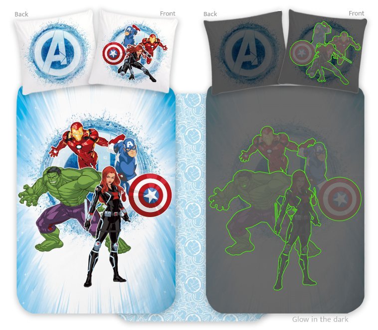 Pościel do łóżeczka 9546 Glow Avengers Świeci w ciemności 100x135cm