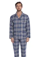 Piżamy męskie - Flanelowa piżama męska PAULO 4XL Ciemnoniebieski - miniaturka - grafika 1