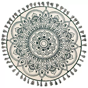 Beliani Dywan okrągły 120 cm orientalny nadruk kremowo-zielony IRICE - Dywany - miniaturka - grafika 1