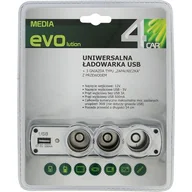 Ładowarki samochodowe - Ładowarka USB + 3x gniazdo zapalniczki z przewodem 4CAR - miniaturka - grafika 1