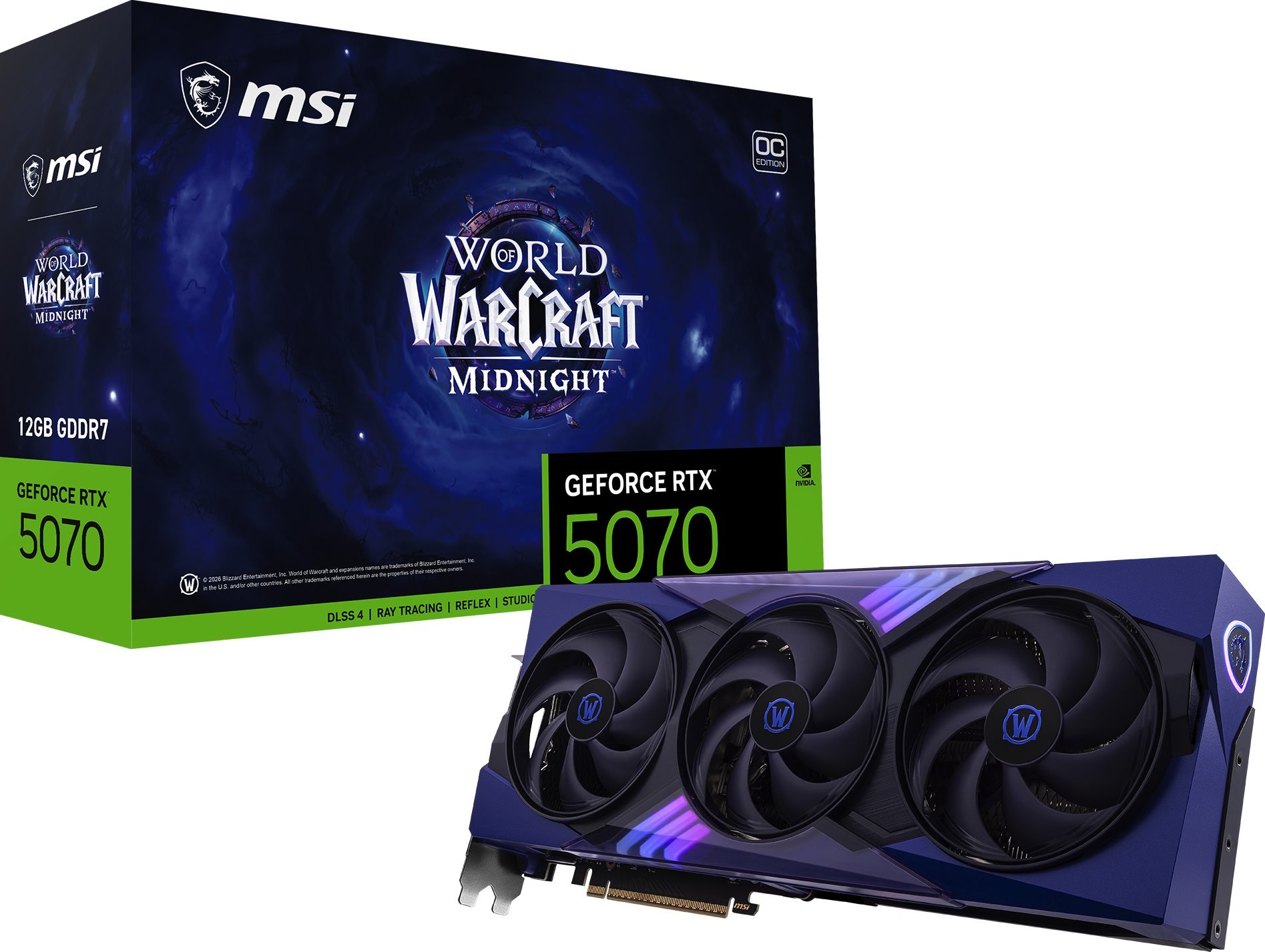 MSI GeForce RTX 5070 World of Warcraft Midnight Void Edition OC 12GB GDDR7 DLSS4 G507012WMVEC 912-V532-251