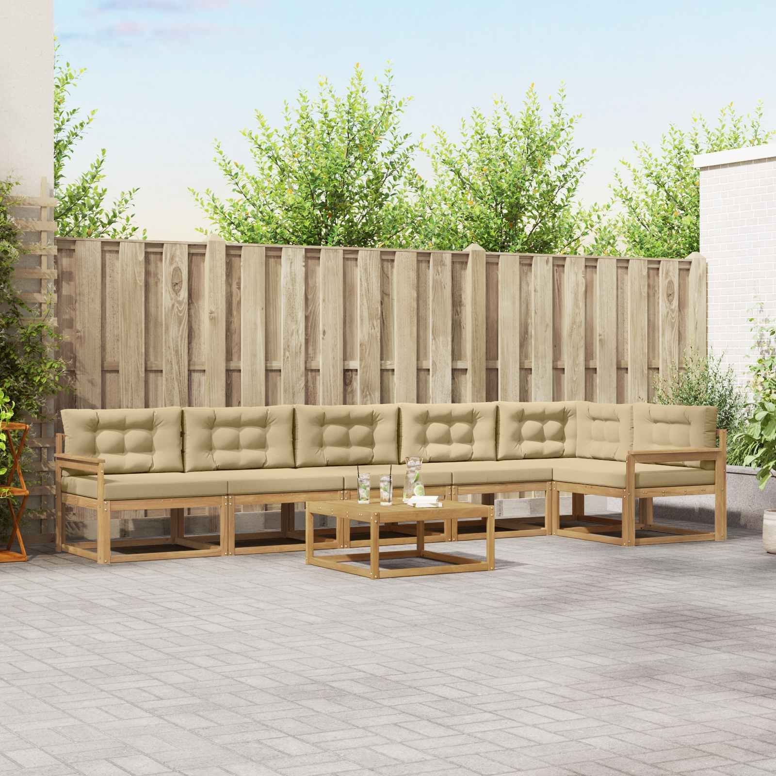 vidaXL Zestaw sof na zewnątrz 7 pcs Biały i Beżowy 79 x 79 x 37 cm
