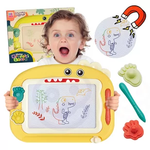 WOOPIE Znikopis Tablica Magnetyczna Kolorowa + 2 Stempelki Dinozaur - Tablice dla dzieci - miniaturka - grafika 1