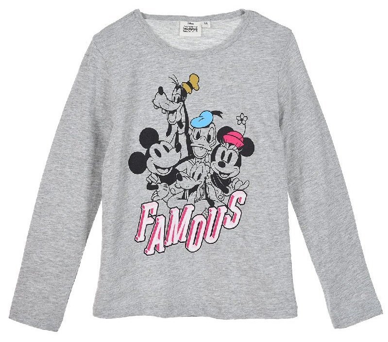 Bluzka na długi rękaw dla dziewczynki, Myszka Minnie, Disney, kolor szary, bawełna/poliester, rozmiar 116 cm