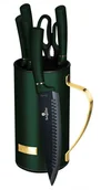 Noże kuchenne - Zielony zestaw noży kuchennych ze złotymi akcentami S5-C73 - miniaturka - grafika 1