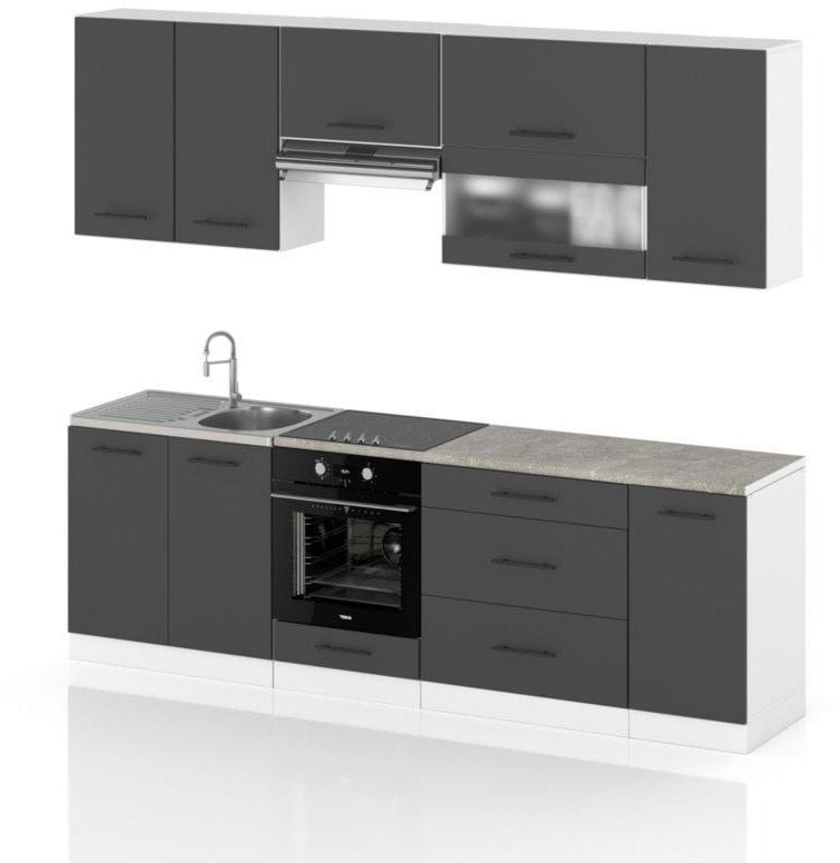 Meble Kuchenne Kuchnia Marocco 2.6m Nowoczesne Szafki Modułowe Szare Mat