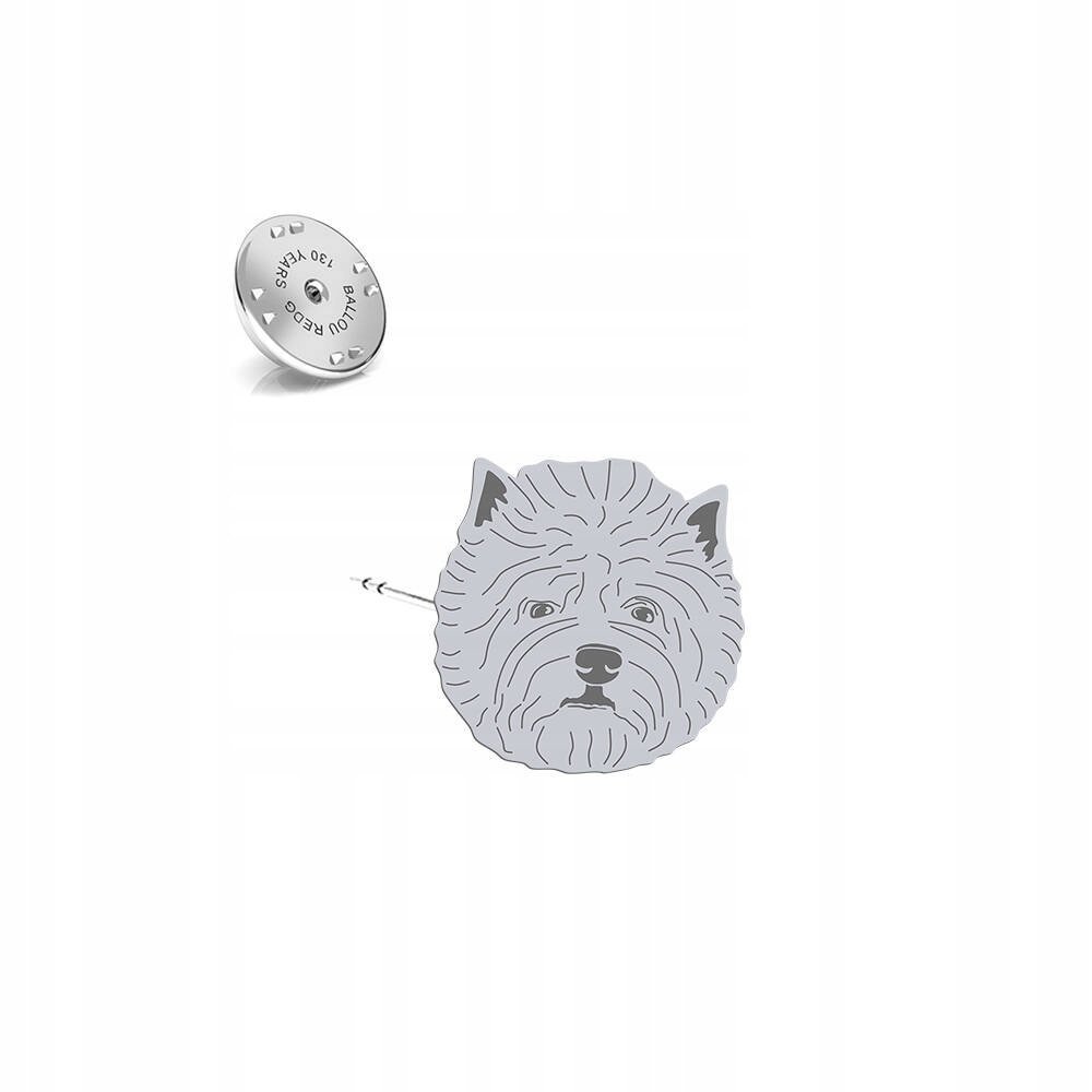 Wpinka Srebrna z West Highland White Terrier 925 Biżuteria DEDYKACJA GRATIS