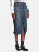 Spódnice - Desigual Spódnica jeansowa Twisted 25WWFD03 Granatowy Regular Fit - miniaturka - grafika 1