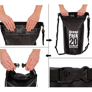 Worek wodoszczelny wodoodporny 20L Pokrowiec Torba na kajak żagle PVC do sportu Czarny - Etui i futerały do telefonów - miniaturka - grafika 5