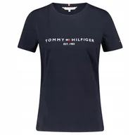 Koszulki i topy damskie - Tommy Hilfiger Koszulka Damska Bawełniana Granatowa T-shirt Sportowa r.L - miniaturka - grafika 1