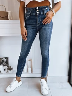 Spodnie damskie - Spodnie damskie jeansowe TERMA ciemnoniebieskie Dstreet UY1749 - grafika 1