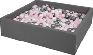 Suche baseny - KiddyMoon KiddyMoon Suchy basen kwadratowy z piłeczkami 7cm 120x30 ciemnoszary: perła-pudrowy róż-srebrny 120x30/1000piłek Zabawka basen piankowy - miniaturka - grafika 1
