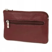 Etui na klucze - Skórzane etui na klucze banknoty pokrowiec duży Bordowy - miniaturka - grafika 1