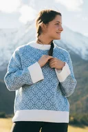 Swetry damskie - BARIBAL BESKIDZKI Wełniany Sweter Oversize Zgaszony Niebieski 100% W - miniaturka - grafika 1