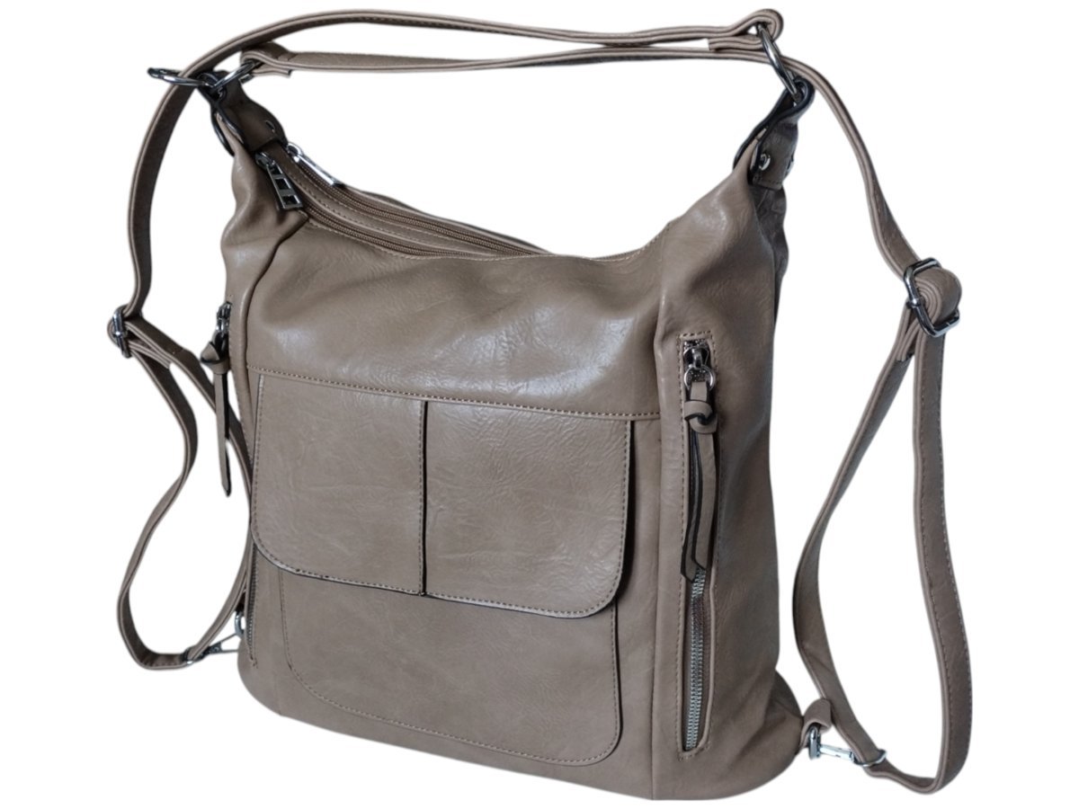 Torebka Damska Torebko-Plecak, Miejska Listonoszka Na Ramię, Kolor Brązowy