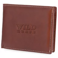 Portfele - Męski portfel skórzany Wild Horse 02B  brązowy z białymi przeszyciami RATY 0% | PayPo | GRATIS WYSYŁKA | ZWROT DO 100 DNI - miniaturka - grafika 1