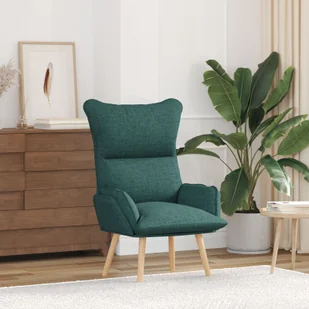 Fotel relaksacyjny vidaXL ciemnozielony z tkaniny - Fotele - miniaturka - grafika 1