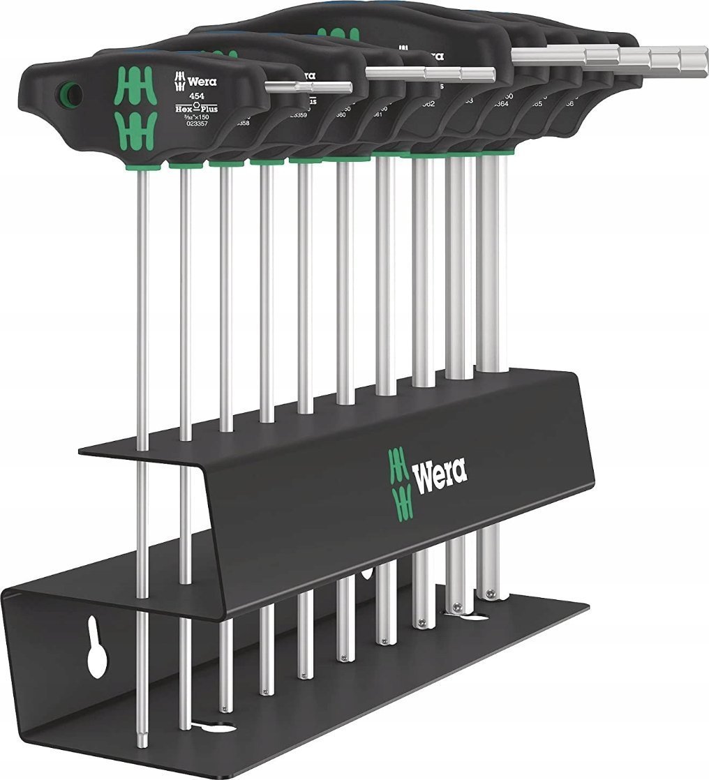 Wera Wera 454/10 HF Set Imperial 2 T-handle screwdrivers + rack, 10 pieces black/green, imperial, with holding function 5023454001