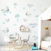 Wyposażenie pokoiku dziecięcego - Naklejka ścienna samoloty - miniaturka - grafika 1