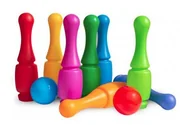 Zabawki i gry sportowe - TPK1 KOLOROWE PLASTIKOWE KRĘGLE KULA STOJAK 11 EL. - miniaturka - grafika 1